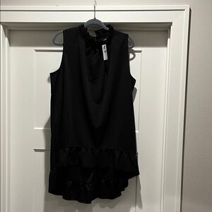 NEW Lane Bryant Black Ruffled High Low Tunic